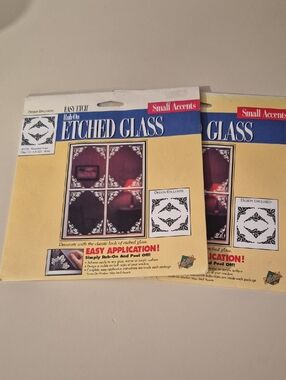 Vintage 1995 Etched Glass Rub-On Accent Decals 2 Pkgs Unopened